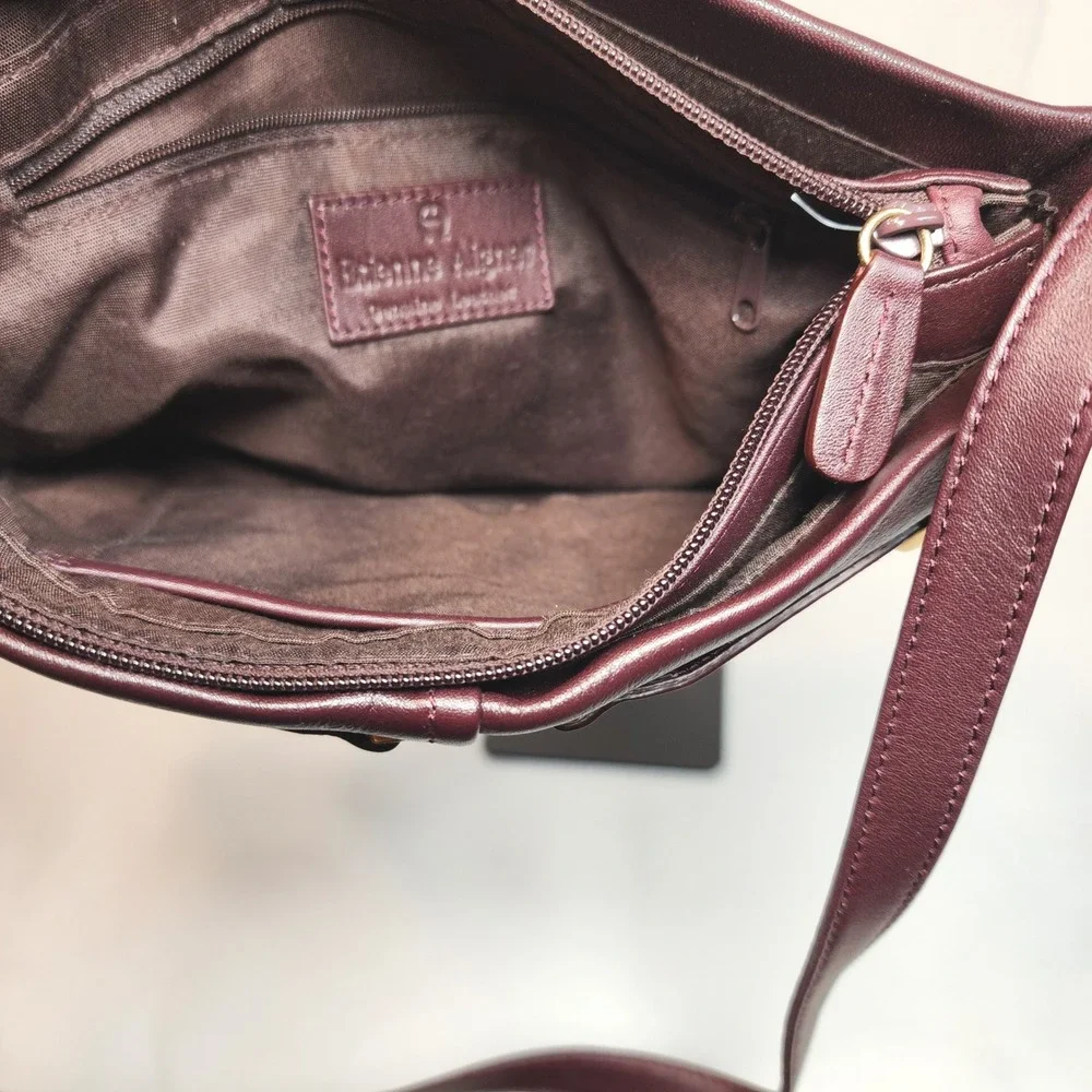 Etienne Aigner Burgundy Leather Crossbody Bag Gold Hardware Vintage Style